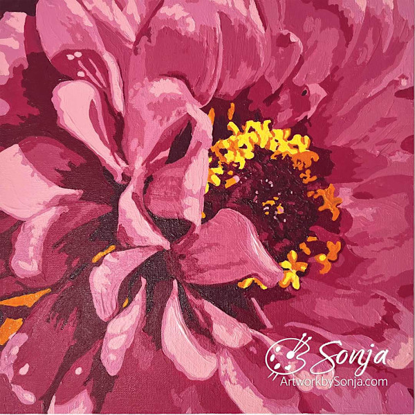 Lavish Bloom: Ruby Zinnia by Sonja Petersen