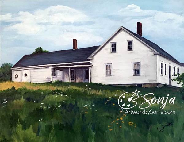 Maine Farmhouse Painting by Sonja Petersen