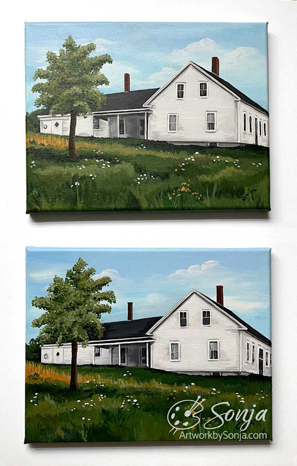Maine Farmhouse - A Pair of Paintings by Sonja Petersen