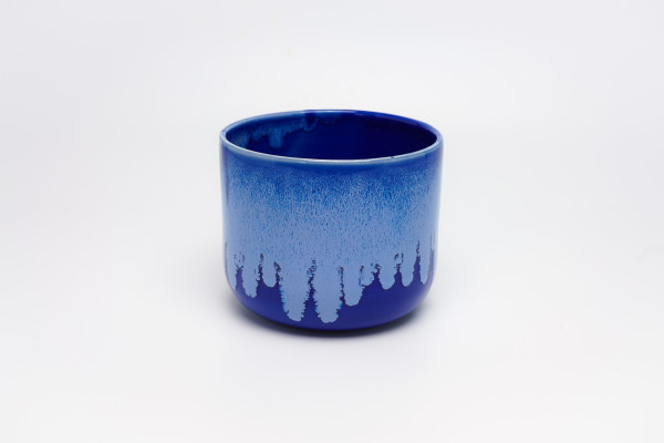 Icy Blue Drip on Blue - Planter by James Barela