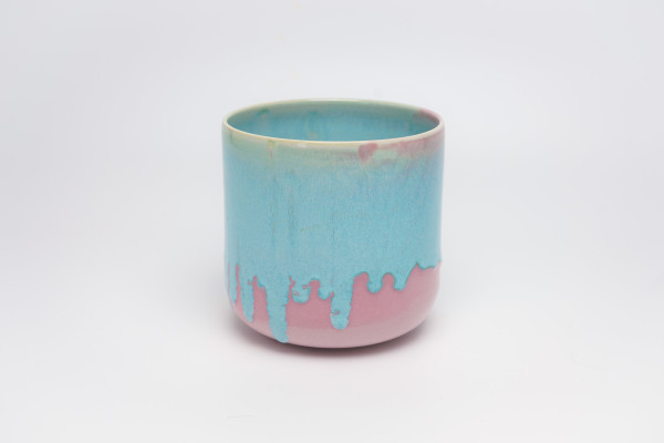 Icy Blue Drip on Pink - Planter by James Barela