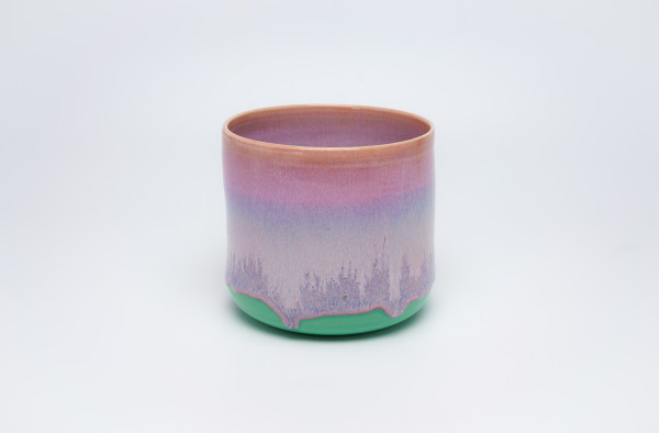 Pink Drip on Mint - Planter by James Barela