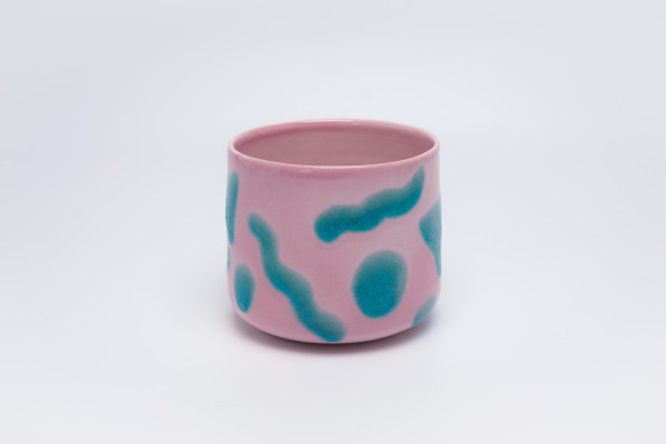 Mint Squiggles on Pink - Planter by James Barela