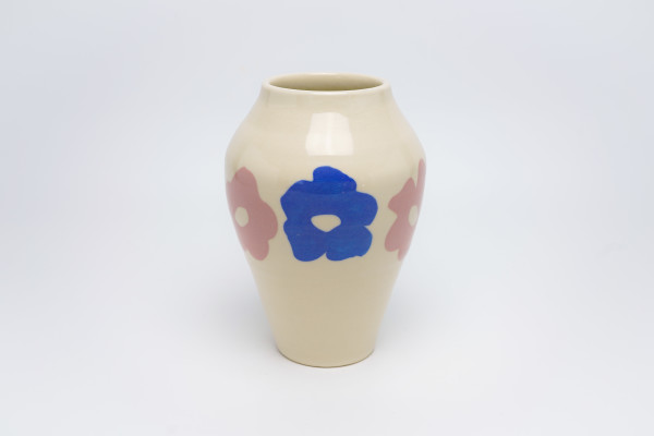 Pink and Blue Flowers Vase (Large) by James Barela