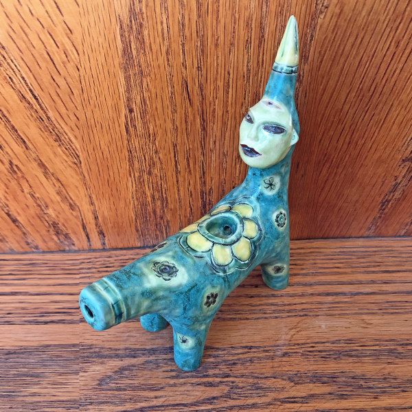 Patina, a Flower Power Critter pipe. by Nell Eakin