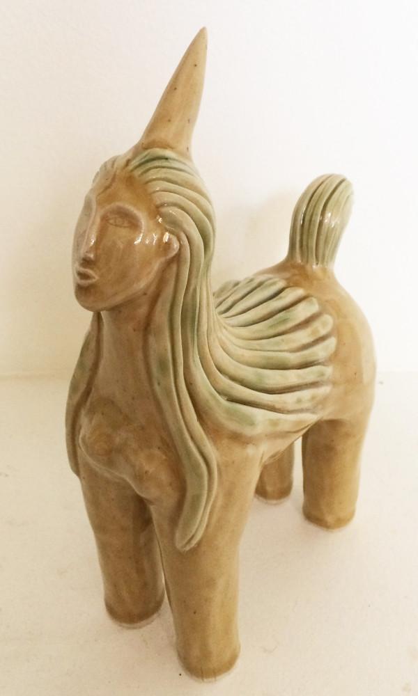 Wondora, the Golden Lady unicorn by Nell Eakin