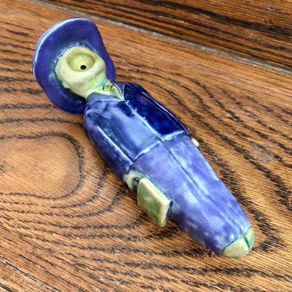 Man Pipe, in purple and blue