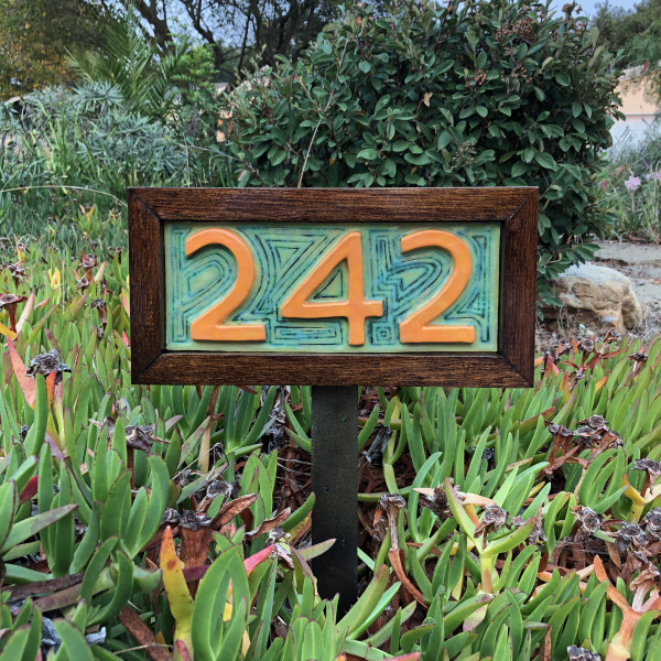 Custom Home Address Plate, with wood frame and stand