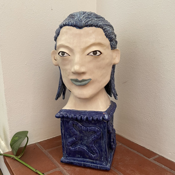 Lucas, a Bust with Blue Hair (and secret box) by Nell Eakin