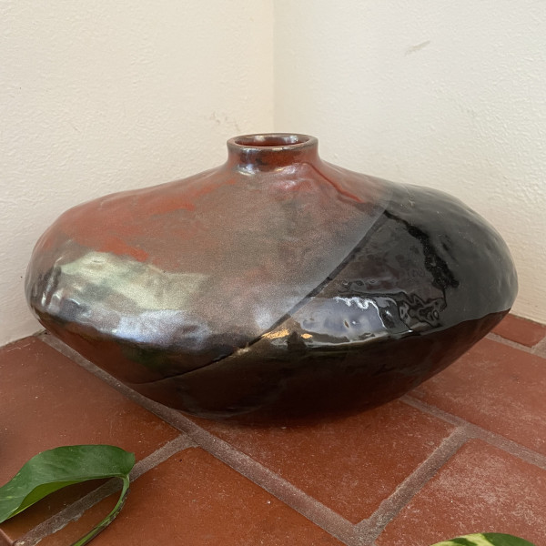 Red and Black Oval Vase #2 by Nell Eakin