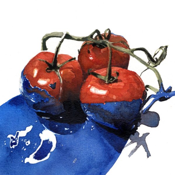 Tomatoes Dipped in Blue Paint by Anna Canfield