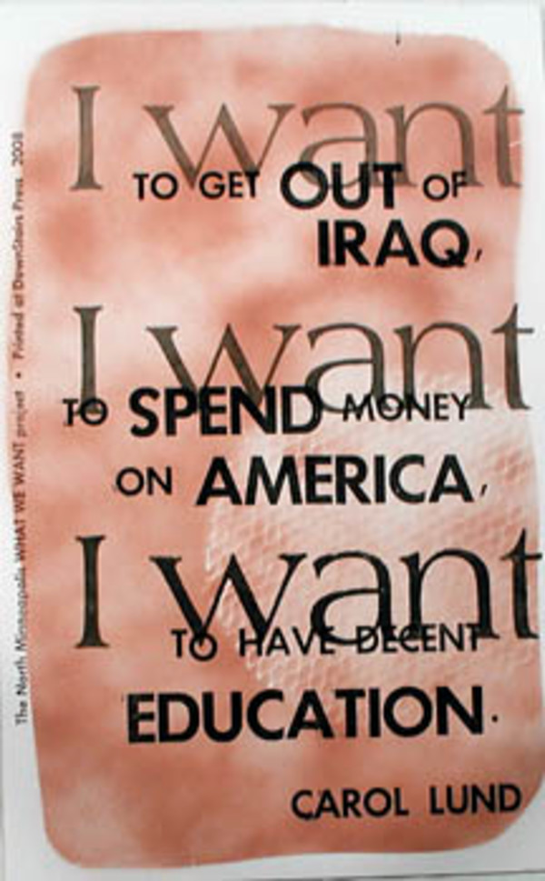 WHAT WE WANT: Carol Lund by George Roberts