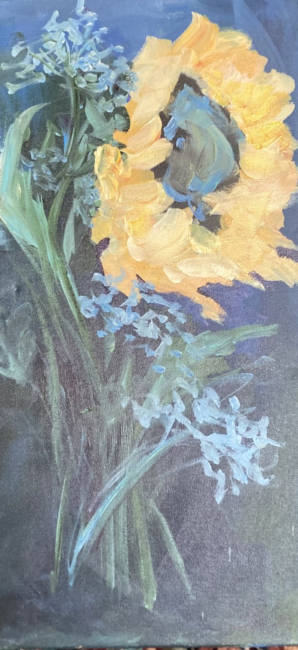 Sunflower in Dark Blue by Amy B. Carroll