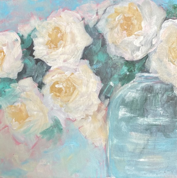 Roses in Mason Jar by Amy B. Carroll