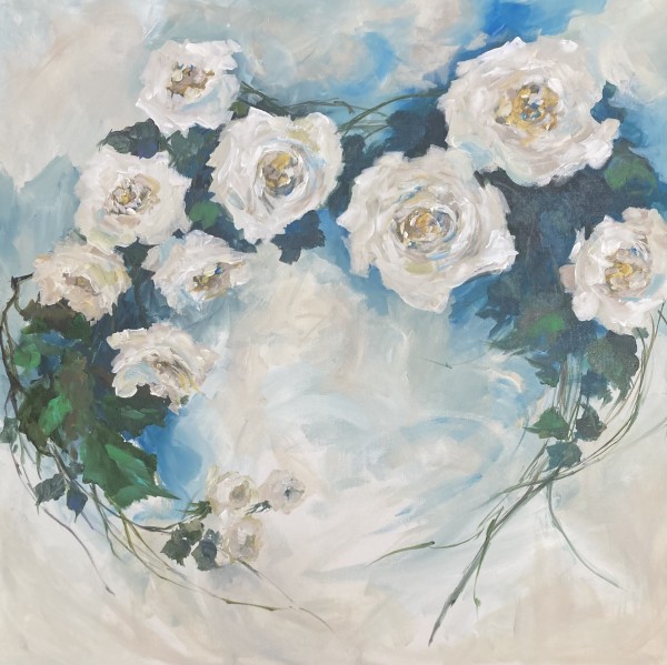 White Roses and Moody Blue by Amy B. Carroll