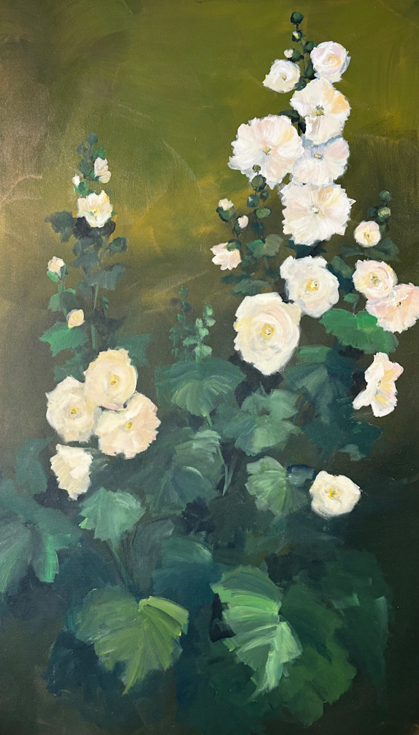 Golden Hour Hollyhocks by Amy B. Carroll