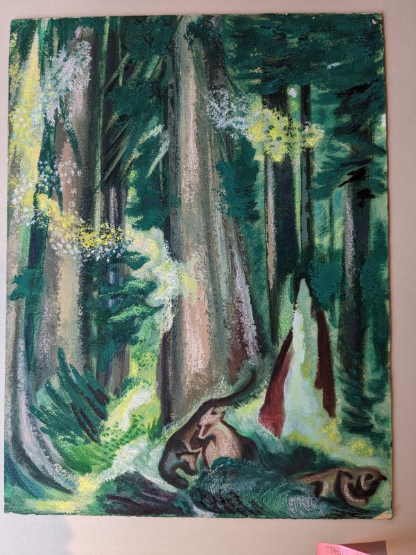 Untitled or unknown title, described as cougars in the Woods by Esther Webster