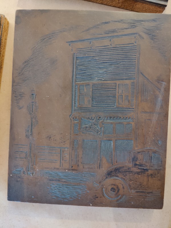 The Pastime Linocut Block by Esther Webster