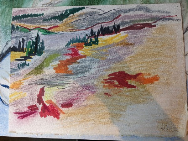 Untitled or unknown title, described as Colorful hillside by Esther Webster