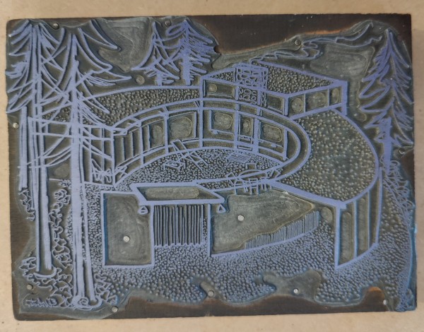 Beaver Hill Home Linocut Block by Esther Webster