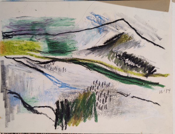 Untitled or unknown title, described as Mountain peak with green by Esther Webster
