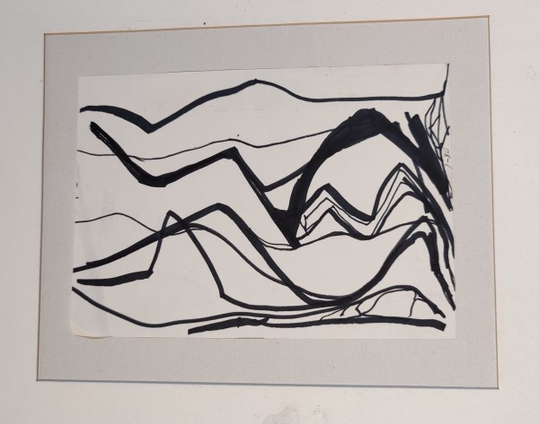 Untitled or unknown title, described as Black and white abstract mountains by Esther Webster