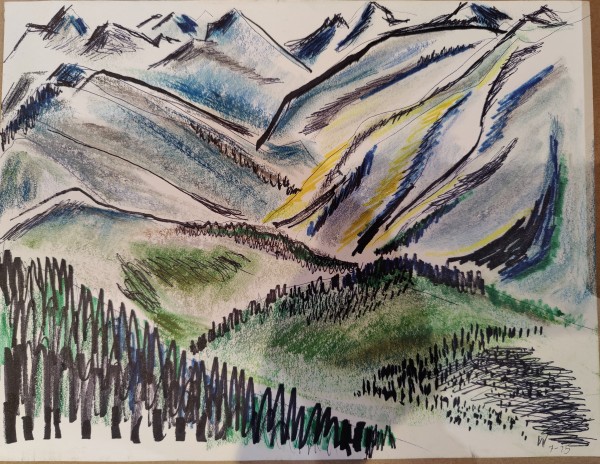 Untitled or unknown title, described as Blue mountain scene by Esther Webster