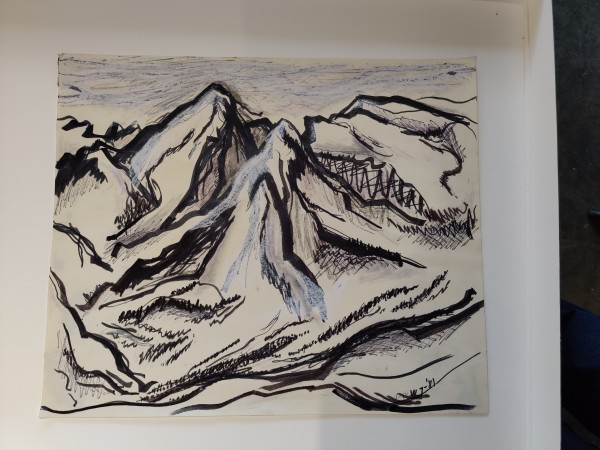 Untitled or unknown title, described as black and white mountains by Esther Webster