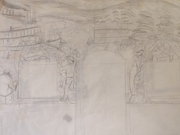 Untitled or unknown title, described as mural sketches by Esther Webster