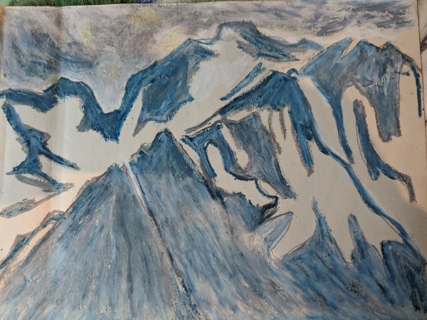 Blue mountains with snowfields by Esther Webster