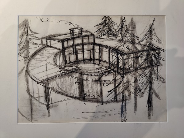 Untitled or unknown title, described as Beaver Hill Home ink sketch by Esther Webster
