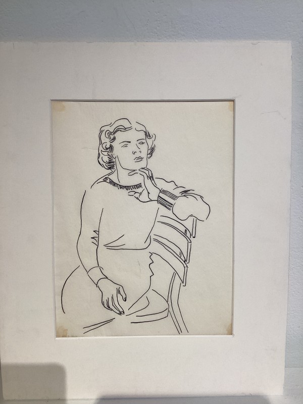 Untitled or unknown title, described a sketch of woman in chair by Esther Webster