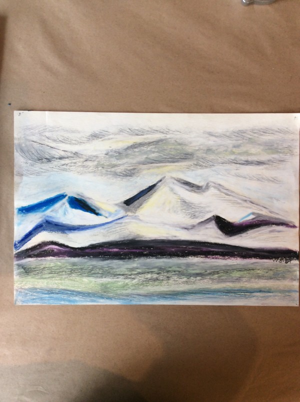 Untitled or unknown title, described as Mountains and sky by Esther Webster