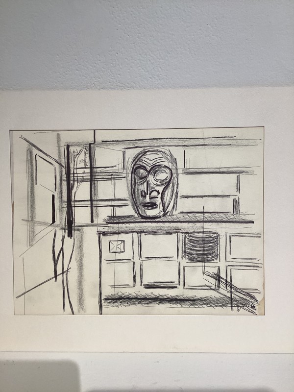 Untitled or unknown title, described as sketch of mask on the counter by Esther Webster