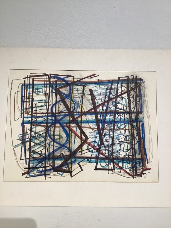 Untitled or unknown title, described as sketch with blue and brown accents by Esther Webster