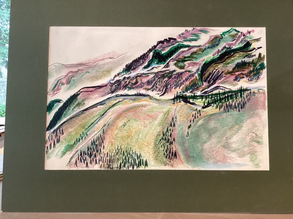 Untitled or unknown title, described as green mountains and ridge by Esther Webster