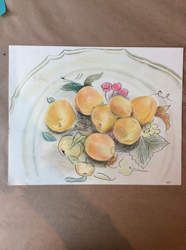 Untitled or unknown title, described as Apricots on plate by Esther Webster