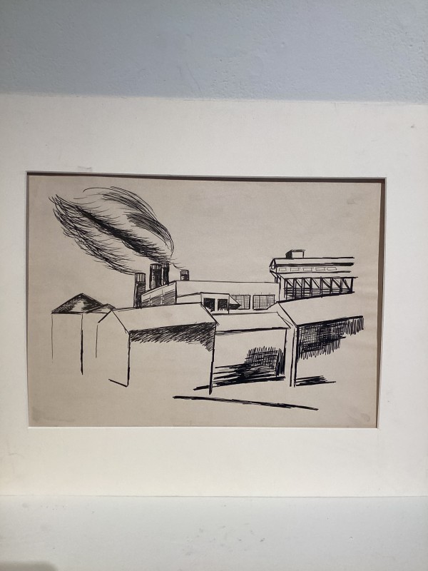 Untitled or unknown title, described as mill with smokestack by Esther Webster
