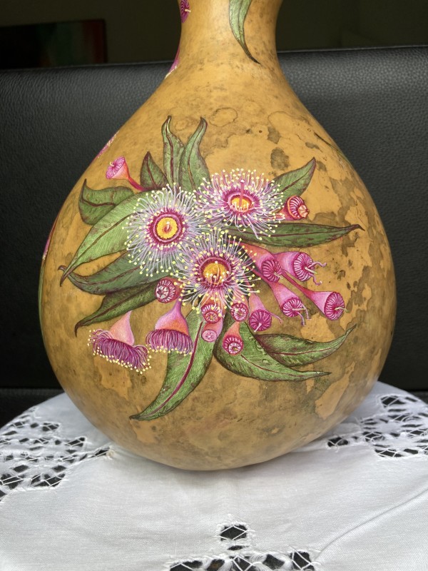 Commissioned Piece - 'Gourd with Australian Native Flowers & Foliage' by Jude Scott