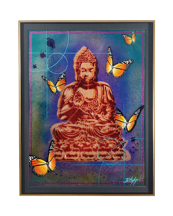 Peaceful Buddha red by RISK