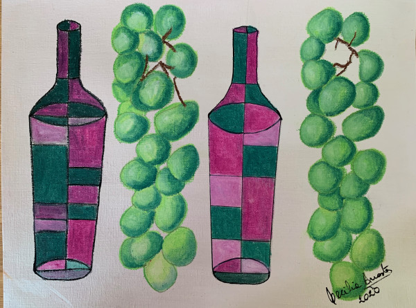 Grapes out of bottle by Cecilia Anastos