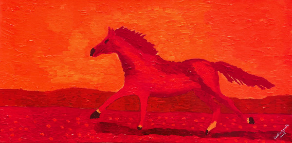 Ridding with Degas on a Red Mustang by Cecilia Anastos