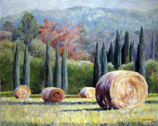 Tuscan Hay and Cypress Trees by Jann Lawrence Pollard