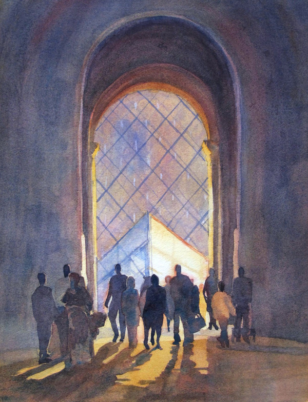 Entering the Louvre, Paris by Jann Lawrence Pollard