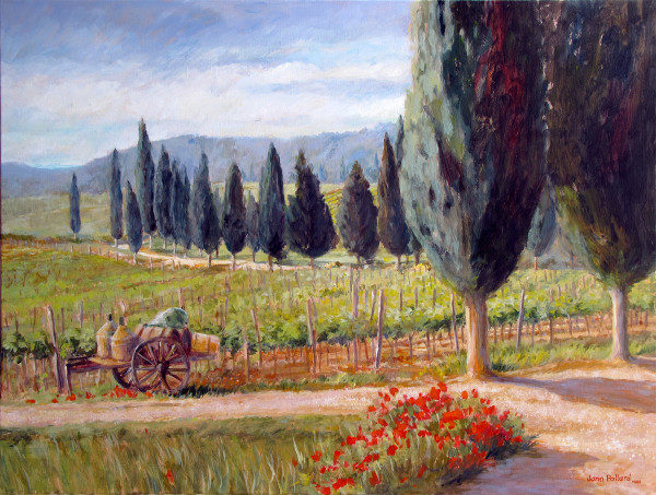 Tuscan Wine and Cypress Trees by Jann Lawrence Pollard