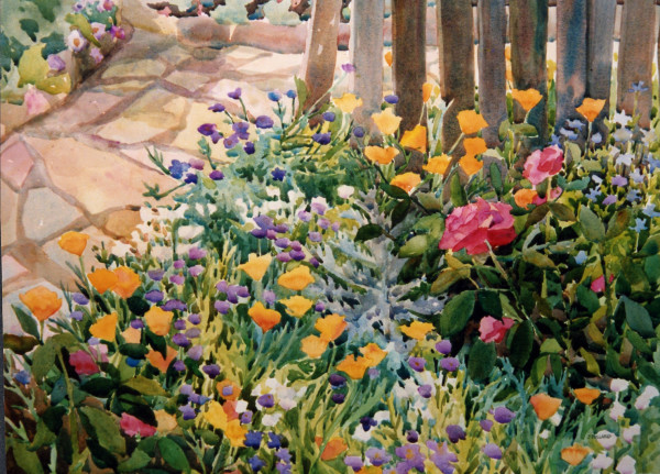 Carmel Cottage Flowers by Jann Lawrence Pollard