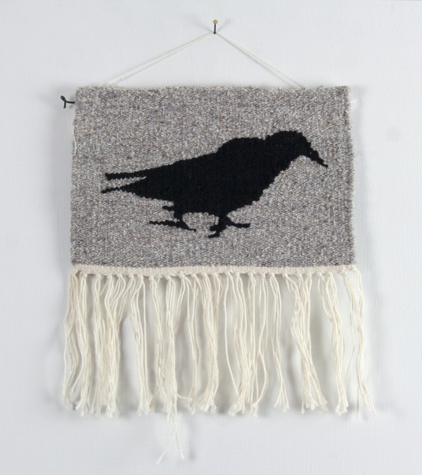 Lone Crow on Gray Tapestry by Phyllis Anna Stevens Estate