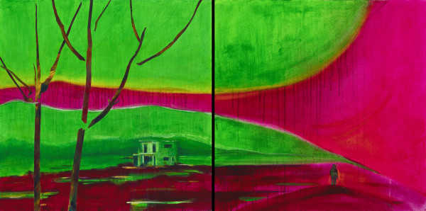 Fukushima Land #1601 and #1602 as a diptych. by Mary Lou Dauray