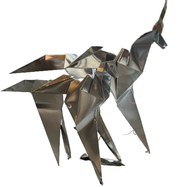 Origami Dark Unicorn Sculpture Lighting Piece by Daniel La torre-Cruz