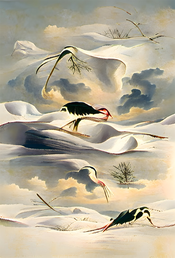 James Audubon "a Heron Walking in the Snow" by Jay Yao